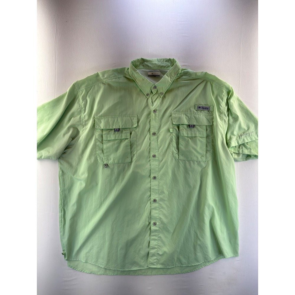 Columbia PFG Bahama II Fishing Shirt Mens 3X Grn Short Sleeve FS7047 Omni-Shade - Picture 1 of 8
